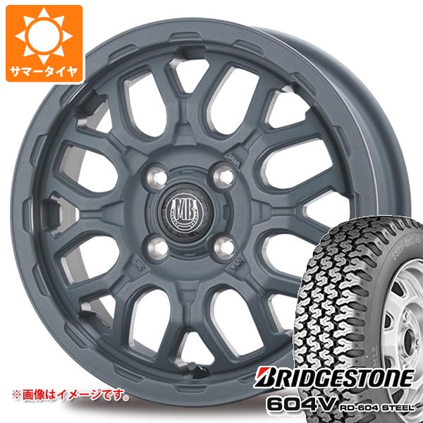 【タイヤ交換対象】スズキ キャリイ DA16T用 サマータイヤ ブリヂストン 604V RD-604 スチール 155R12 6PR (155/80R12 83/81N相当) インターミラノ マッドバーン XR-800M ME 4.0-12 タイヤホイール4本セット