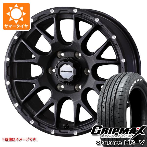 【タイヤ交換対象】ハイエース 200系用 サマータイヤ グリップマックス スタチャー HC-V 195/80R15LT 107/105Q ホワイトレター マッドヴァンス08 6.0-15 タイヤホイール4本セット