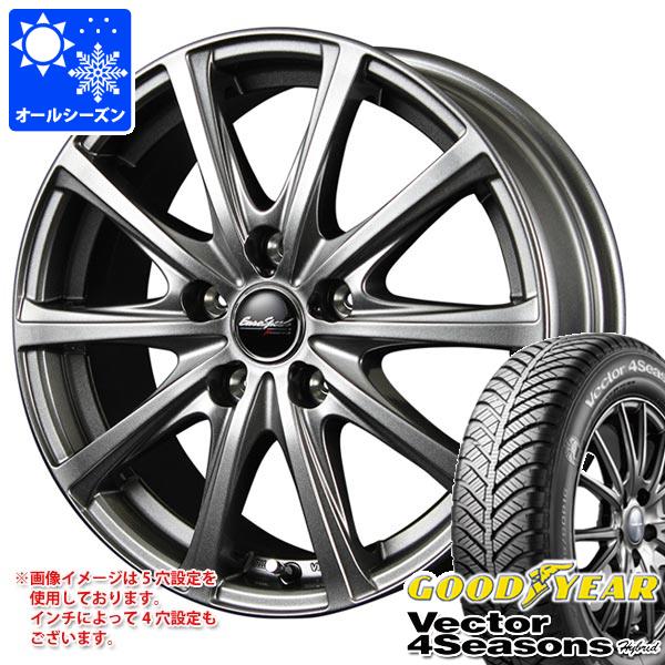 【タイヤ交換対象】オールシーズン 195/60R15 88H グッドイヤー ベクター 4シーズンズ ハイブリッド MIDホイールズ V25 6.0-15 タイヤホイール4本セット