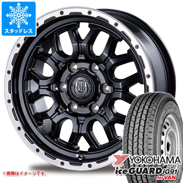 【タイヤ交換対象】トヨタ ハイエース 200系用 スタッドレス ヨコハマ アイスガード iG91 バン 195/80R15 107/105L インターミラノ マッドバーン XR-800M タイヤホイール4本セット