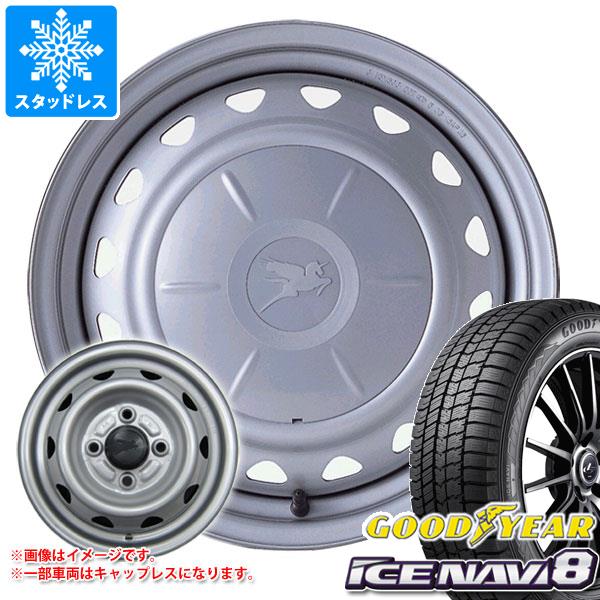 【タイヤ交換対象】スタッドレスタイヤ グッドイヤー アイスナビ8 155/70R13 75Q ＆ キャロウィン 4.0-13 タイヤホイール4本セット155/70-13 GOODYEAR ICE NAVI 8