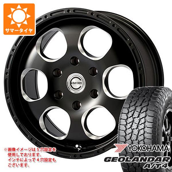 【タイヤ交換対象】5本セット ジープ ラングラー JK/JL系用 サマータイヤ ヨコハマ ジオランダー A/T4 G018 LT285/70R17 121/118S アウトラインホワイトレター エルフォード ブラッドストック ワンピース タイヤホイール5本セット