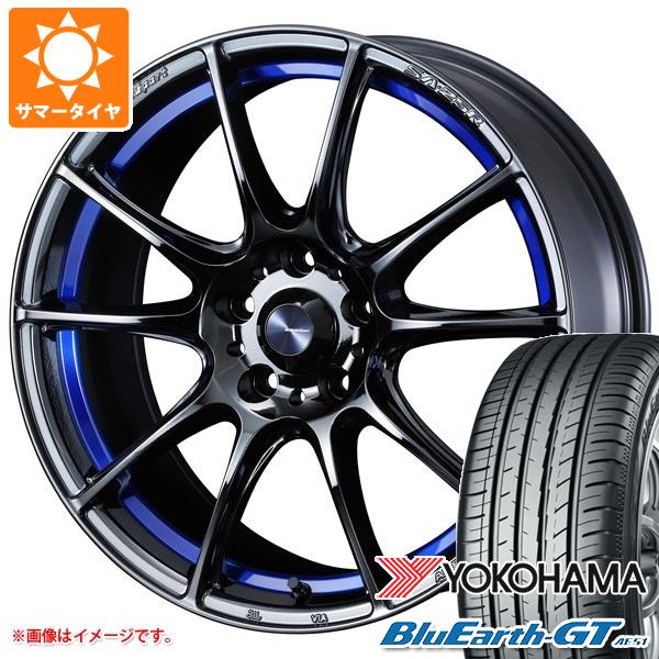 【タイヤ交換対象】サマータイヤ 225/50R18 95W ヨコハマ ブルーアースGT AE51 ウェッズスポーツ SA-25R ブルーライトクロームツー 8.0-18 タイヤホイール4本セット