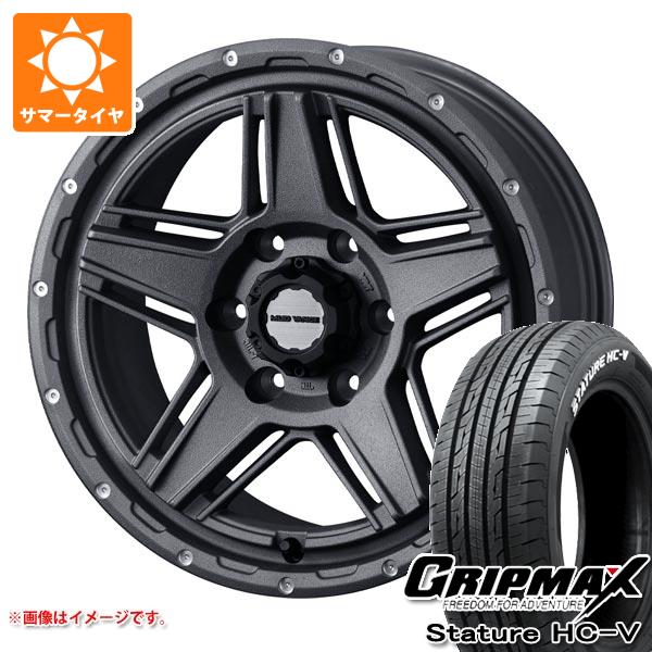 【タイヤ交換対象】ハイエース 200系用 サマータイヤ グリップマックス スタチャー HC-V 195/80R15LT 107/105Q ホワイトレター マッドヴァンス07 6.0-15 タイヤホイール4本セット