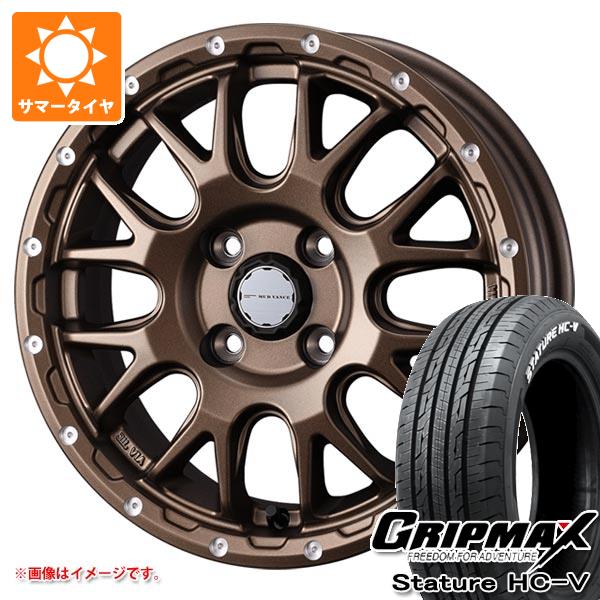【タイヤ交換対象】エブリイバン DA17V用 サマータイヤ グリップマックス スタチャー HC-V 145/80R12 80/78Q ホワイトレター マッドヴァンス08 4.0-12 タイヤホイール4本セット|タイヤ1番