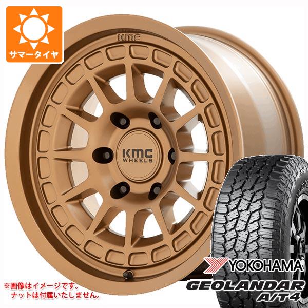 【タイヤ交換対象】ジープ ラングラー JK/JL系用 サマータイヤ ヨコハマ ジオランダー A/T4 G018 LT285/70R17 121/118S アウトラインホワイトレター KMC KM719 キャニオン タイヤホイール4本セット