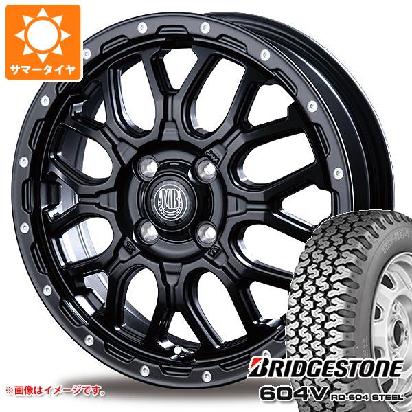 【タイヤ交換対象】ハイゼットトラック S500系用 サマータイヤ ブリヂストン 604V RD-604 スチール 155R12 6PR (155/80R12 83/81N相当) インターミラノ マッドバーン XR-800M 4.0-12 タイヤホイール4本セット