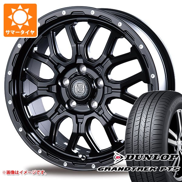 【タイヤ交換対象】ミツビシ デリカD5用 サマータイヤ ダンロップ グラントレック PT5 225/60R18 100H インターミラノ マッドバーン XR-800M 7.5-18 タイヤホイール4本セット