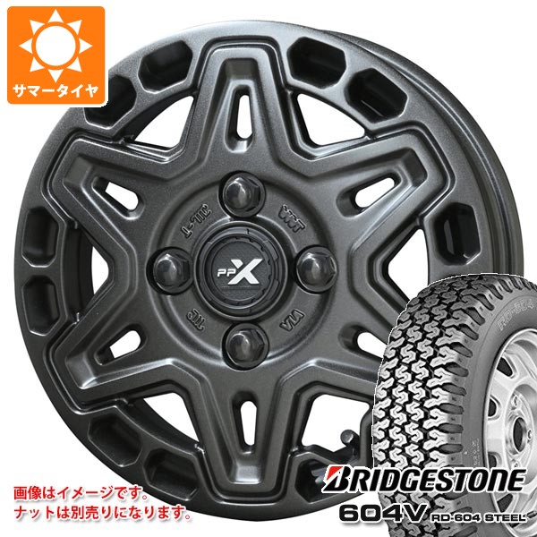 【タイヤ交換対象】スズキ エブリイワゴン DA17W用 サマータイヤ ブリヂストン 604V RD-604 スチール 165R14 6PR PPX MK6 4.5-14 タイヤホイール4本セット