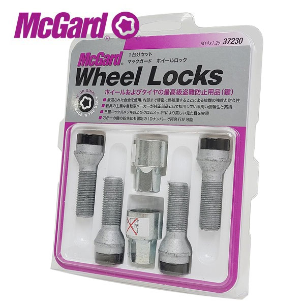 【正規品】 マックガード(McGard) MCG-37230 プレミアムロックボルト ブラック 4個 M14x1.25 17HEX 首下37mm テーパー 盗難防止ロック｜タイヤ１番
