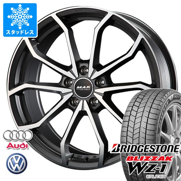 【タイヤ交換対象】アウディ Q2 GA系用 スタッドレス ブリヂストン ブリザック WZ-1 215/50R18 92Q 2025年10月発売サイズ MAK レーベFF タイヤホイール4本セット