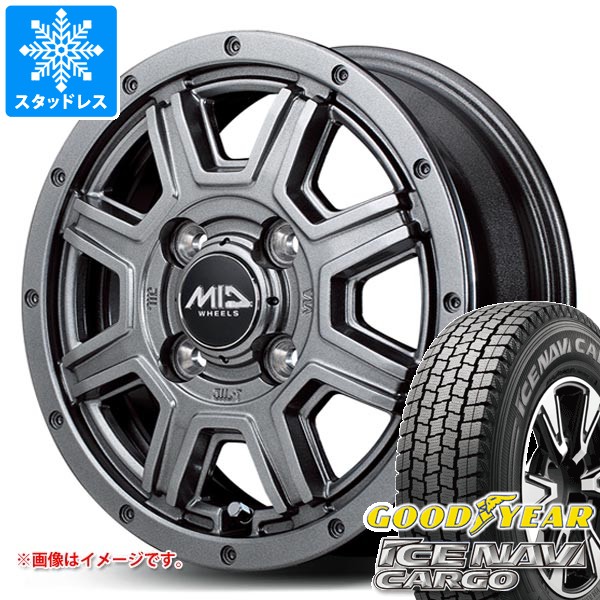 【タイヤ交換対象】スタッドレスタイヤ グッドイヤー アイスナビカーゴ 145/80R12 80/78N (145R12 6PR相当) ＆ ロードマックス マッドライダー 4.0-12 タイヤホイール4本セット145/80-12 GOODYEAR ICE NAVI CARGO｜タイヤ１番