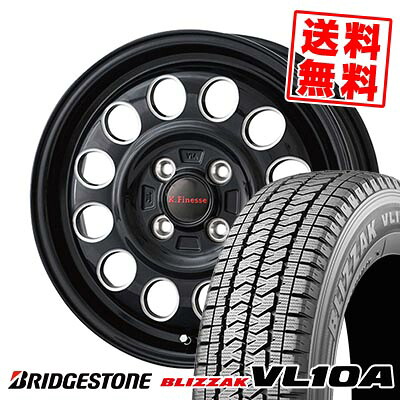 165/80R14 91/90N ブリヂストン BLIZZAK VL10A K.Finesse D12 スタッドレスタイヤホイール4本セット 【取付対象】|タイヤプライス館