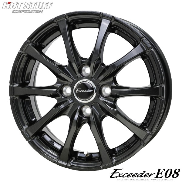 【アルミホイール単品4本価格】【15インチ】【HOT STUFF EXCEEDER E08】（エクシーダE08）【15X4.5　4穴　PCD：100】【軽自動車全般】表示は4本価格です｜タイヤマート２４！　店