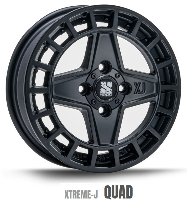 【アルミホイール単品4本価格】【14インチ】【MLJ XTREAM-J　QUAD】【14X4.5J　4穴　PCD：100】【サテンブラック】【軽トラック・軽自動車専用】表示は4本価格です｜タイヤマート２４！　店