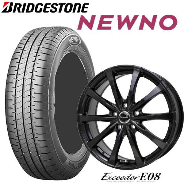 205/60R16 BRIDGESTONE NEWNO/ブリヂストン ニューノ　16x6.5J 5/114.3 Exceeder E08/エクシーダー E08｜タイヤマート２４！　店