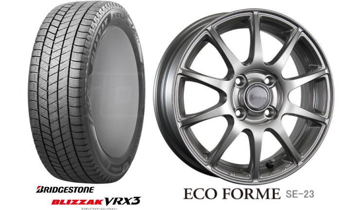 【165/65R15】【15インチ】【BRIDGESTONE BLIZZAK VRX3】【ブリザックVRX3】【ブリヂストン エコフォルムSE-23】【ガンメタシルバー】【15X4.5 4穴 PCD:100】【タフト、ソリオ】|タイヤマート24! 店