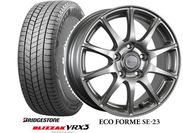 【195/65R15】【15インチ】【BRIDGESTONE BLIZZAK VRX3】【ブリザックVRX3】【ブリヂストン　エコフォルムSE-23】【ガンメタシルバー】【15X6.0　5穴　PCD：100】【30.50系プリウス】｜タイヤマート２４！　店