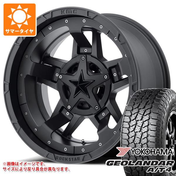 【タイヤ交換対象】ジープ ラングラー JK/JL系用 サマータイヤ ヨコハマ ジオランダー A/T4 G018 LT285/65R18 125/122S ブラックレター KMC XD827 ロックスター3 タイヤホイール4本セット