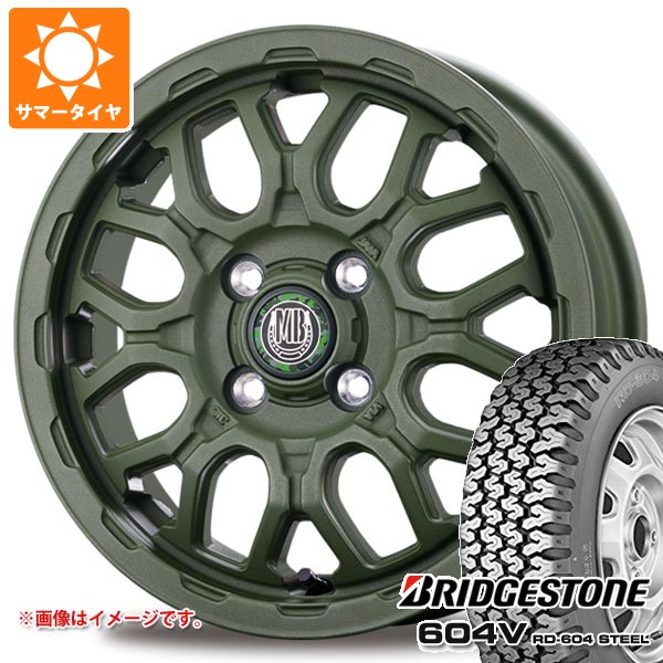 【タイヤ交換対象】ダイハツ ハイゼットトラック S500系用 サマータイヤ ブリヂストン 604V RD-604 スチール 165R14 6PR (165/80R14 91/90N相当) インターミラノ マッドバーン XR-800M ME 4.5-14 タイヤホイール4本セット|タイヤマックス