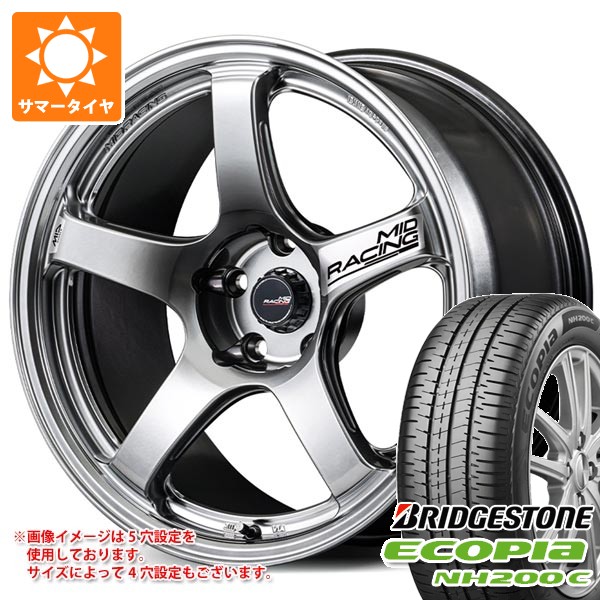 【タイヤ交換対象】サマータイヤ 195/45R17 81W ブリヂストン エコピア NH200C MID レーシング R50 エボ 7.5-17 タイヤホイール4本セット