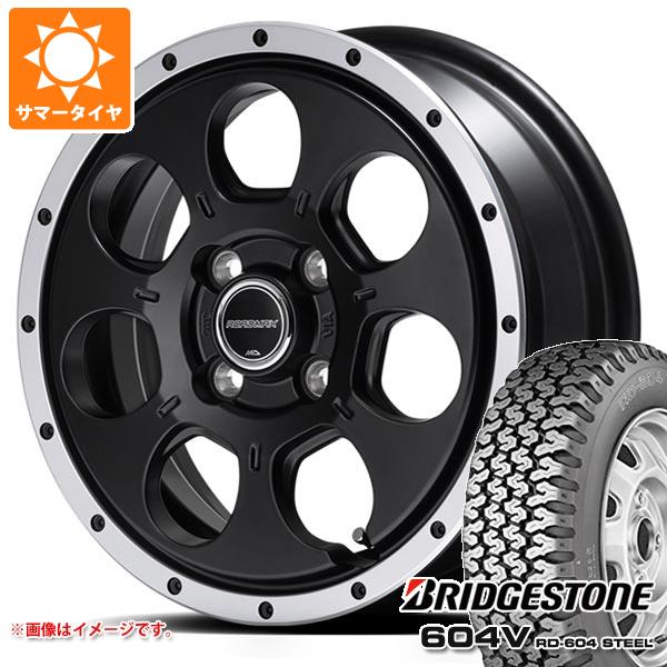 【タイヤ交換対象】サマータイヤ 155R12 6PR ブリヂストン 604V RD-604 スチール (155/80R12 83/81N相当) ロードマックス WO-7 あげ軽 4.0-12 タイヤホイール4本セット|タイヤマックス