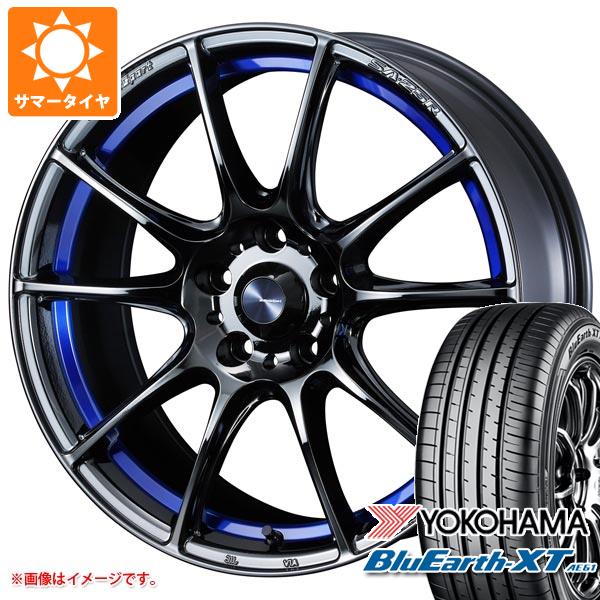 【タイヤ交換対象】サマータイヤ 215/60R17 96H ヨコハマ ブルーアースXT AE61 ウェッズスポーツ SA-25R ブルーライトクロームツー 7.5-17 タイヤホイール4本セット