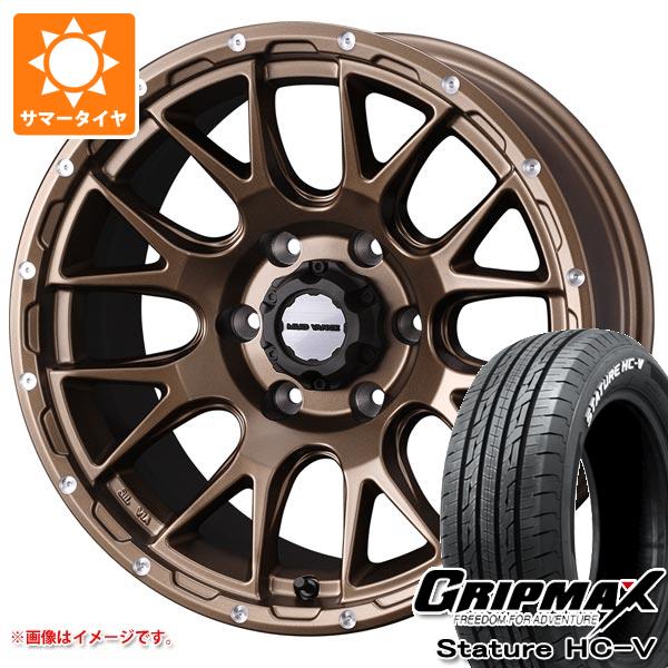 【タイヤ交換対象】ハイエース 200系用 サマータイヤ グリップマックス スタチャー HC-V 195/80R15LT 107/105Q ホワイトレター マッドヴァンス08 6.0-15 タイヤホイール4本セット