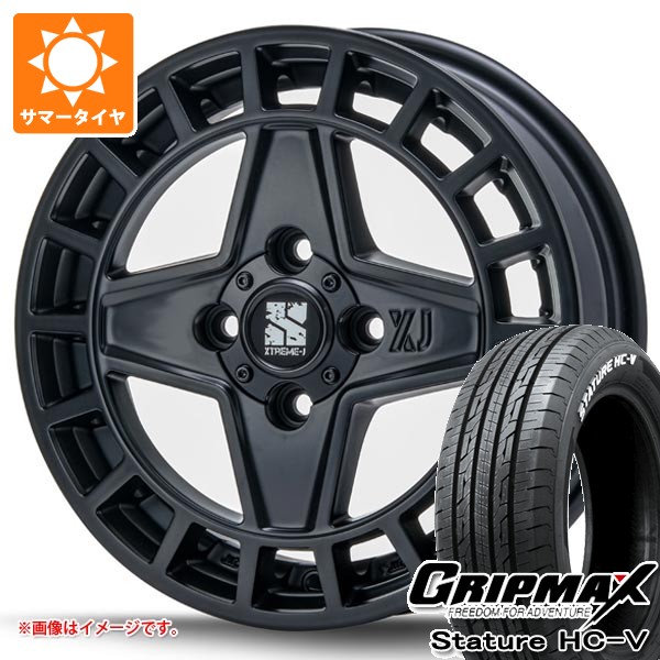 【タイヤ交換対象】スズキ エブリイバン DA17V用 サマータイヤ グリップマックス スタチャー HC-V 145/80R12 80/78Q ホワイトレター MLJ エクストリームJ クアッド 4.0-12 タイヤホイール4本セット