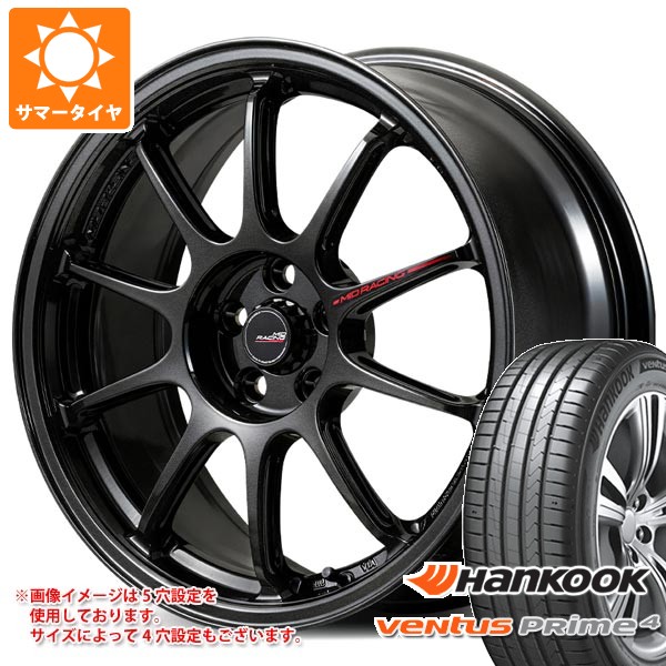 【タイヤ交換対象】サマータイヤ 225/55R17 101W XL ハンコック ベンタス プライム4 K135 MID レーシング R10 エボ 7.5-17 タイヤホイール4本セット