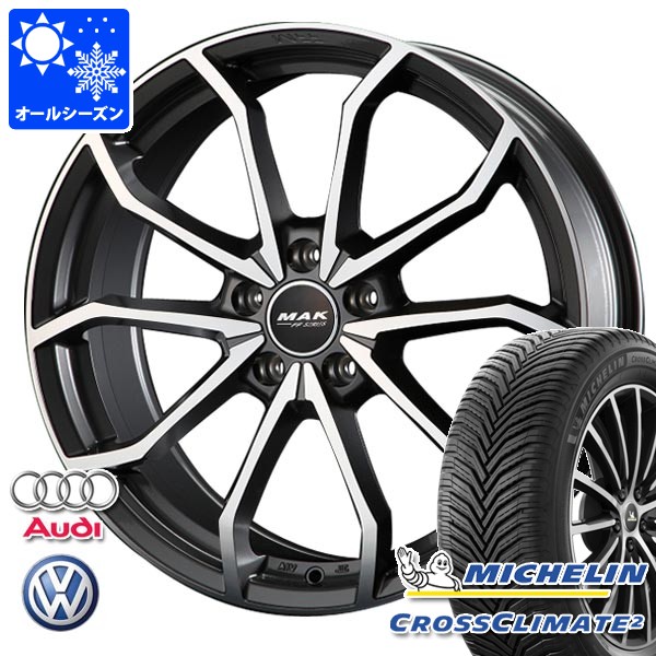 【タイヤ交換対象】アウディ A5 FU系用 オールシーズンタイヤ ミシュラン クロスクライメート2 235/45R18 98Y XL MAK レーベFF タイヤホイール4本セット