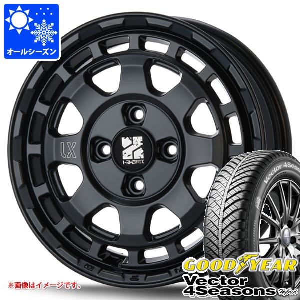 【タイヤ交換対象】オールシーズン 165/55R14 72H グッドイヤー ベクター 4シーズンズ ハイブリッド MLJ エクストリームJ サバンザ 4.5-14 タイヤホイール4本セット