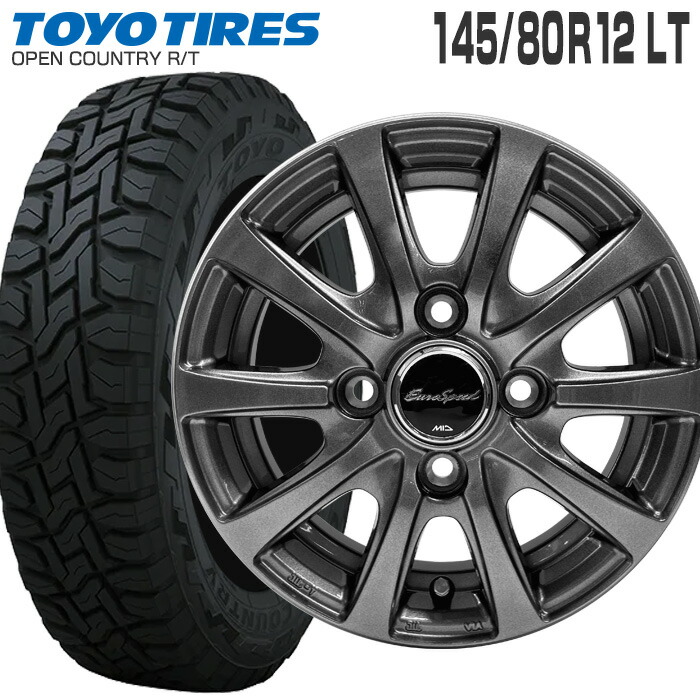 やまさん 145/80R12 LT ボンゴ ホイールセット （A0208） 604V 145/80R12 80/78N ロードマックス マッドライダー 12×4.0