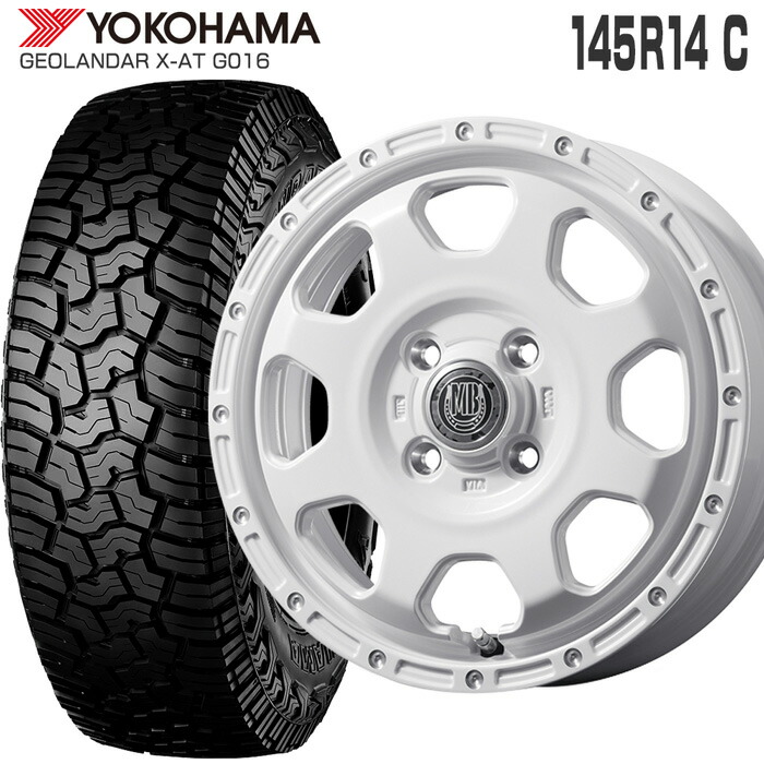 ジオランダー X-AT G016 145R14C 85/83Q ヨコハマ YOKOHAMA XR-910K 14×4.5J 100/4 +45 ピュアホワイト ピアスポリッシュ PWH/PP 14インチ オールテレーン 軽トラ 軽バン サマー タイヤ ホイールセット 4本 GEOLANDAR X-AT MUD BAHN 46,080円