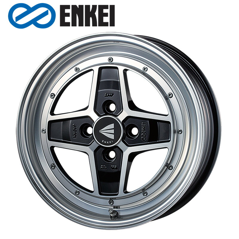 ENKEI アパッチ2 15×5.0J PCD100 4H INSET+45 ボア径φ75 マシニングブラック (MBK) 15インチ ホイール単品 1本 エンケイ Neo Classic APACHE2|タイヤザウルス