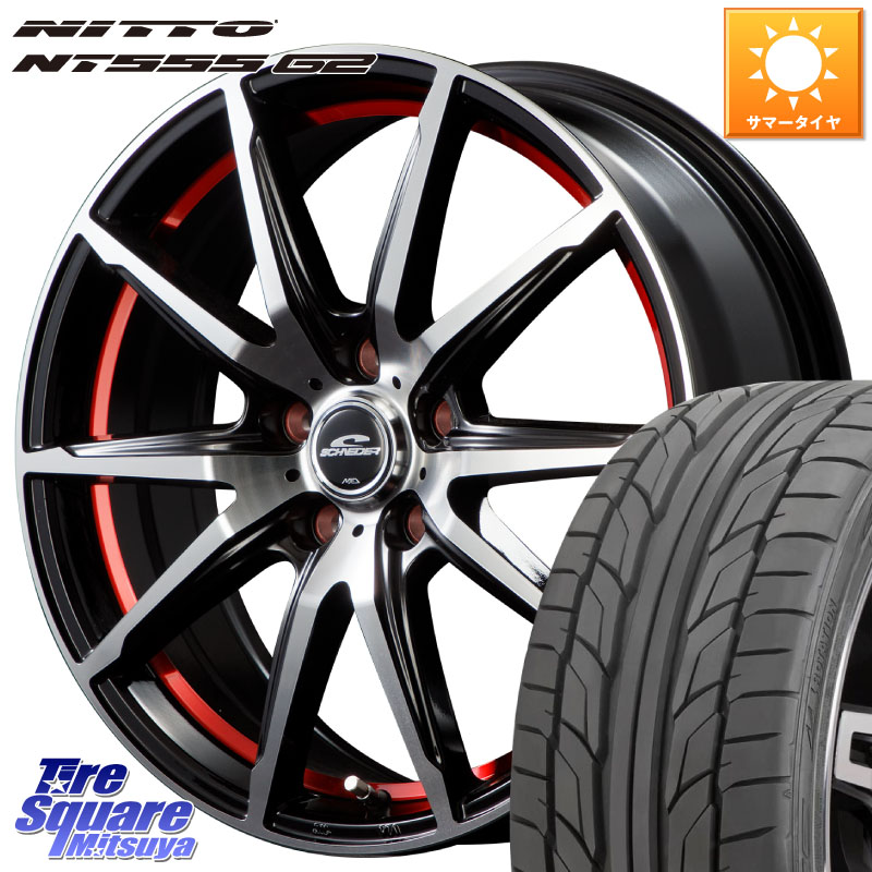 MANARAY MID SCHNEIDER シュナイダー RX02 RED 18インチ 18 X 7.0J +48 5穴 114.3 NITTO ニットー NT555 G2 サマータイヤ 215/40R18 C27セレナ