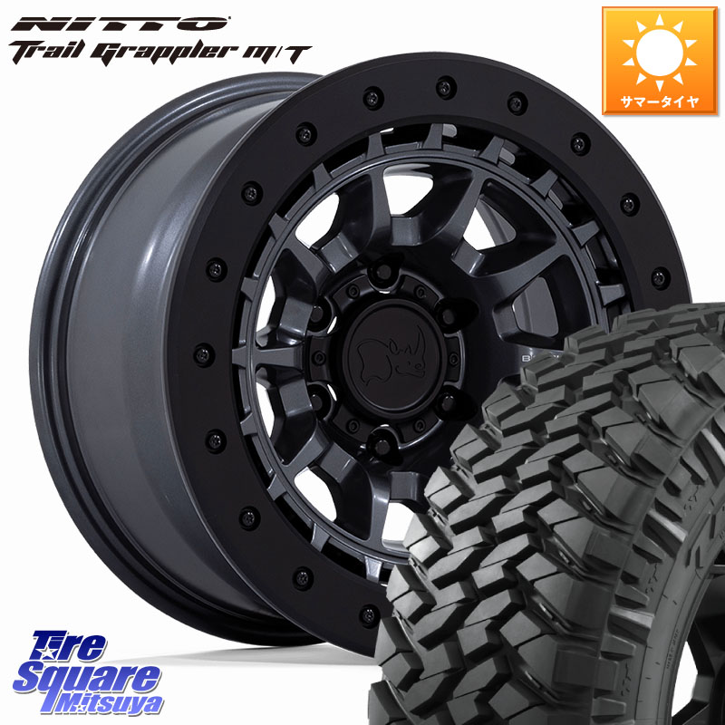 NITTO ニットー トレイルグラップラー M/T TRAIL GRAPPLER サマータイヤ 265/70R17BLACK RHINO TUSK ガンメタ ホイール 17インチ ブラックライノ 17X8.5J 0 6穴 139.7 トライトン ランドクルーザー プラド カスタムサイズ｜タイヤスクエアミツヤ