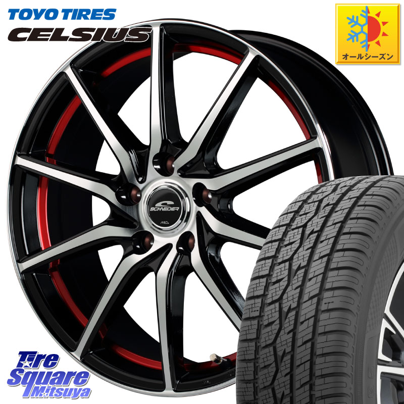 TOYOTIRES トーヨー タイヤ CELSIUS オールシーズンタイヤ 215/60R17MANARAY MID SCHNEIDER RX810 レッド ホイール 17インチ 17X7.0J 48 5穴 114.3 C-HR カローラクロス E52エルグランド ZR-V RV系ヴェゼル RC系オデッセイ後期 CX-30 MX-30 エスティマハイブリッド エ|タイヤスクエアミツヤ