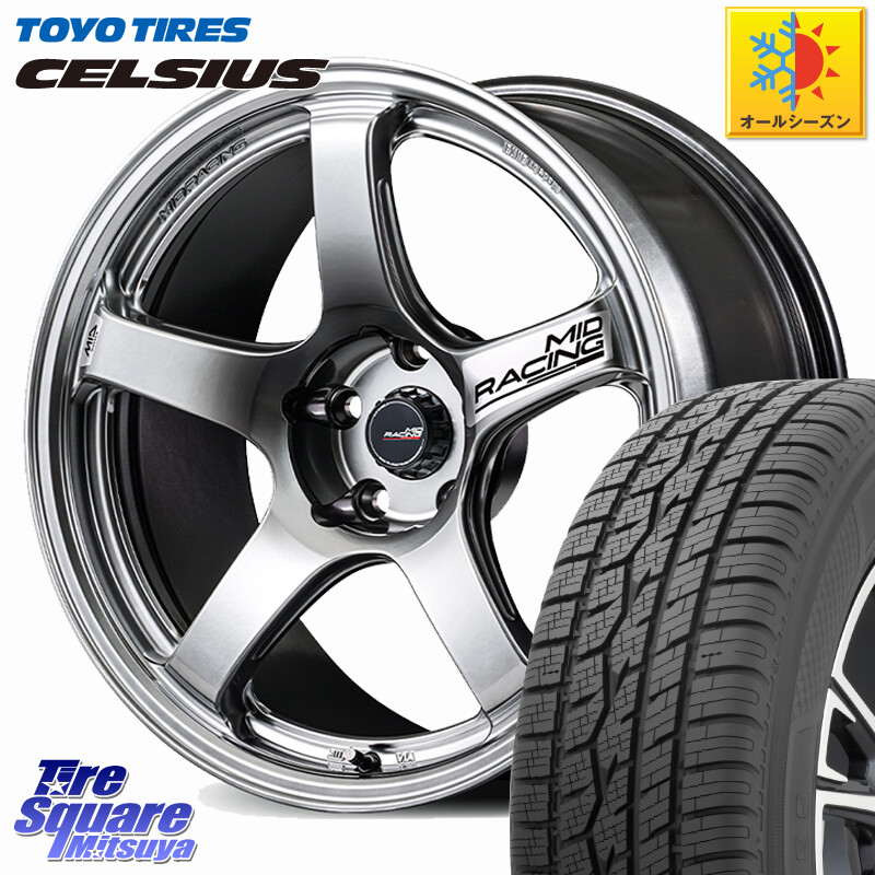 TOYOTIRES トーヨー タイヤ CELSIUS オールシーズンタイヤ 225/60R17MANARAY MID RACING R50 EVO ホイール 17インチ 17X7.0J 45 5穴 114.3 ZR-V SL系フォレスター レイバック SK系フォレスター eビターラ エクストレイル X-TRAIL 日産 RAV4 20系｜タイヤスクエアミツヤ