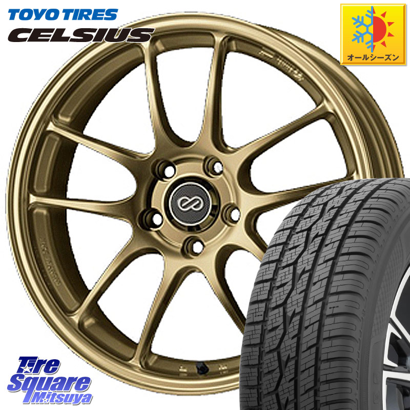TOYOTIRES トーヨー タイヤ CELSIUS オールシーズンタイヤ 225/55R18 ENKEI エンケイ PerformanceLine PF01 ゴールド ホイール 18 X 7.0J +48 5穴 100