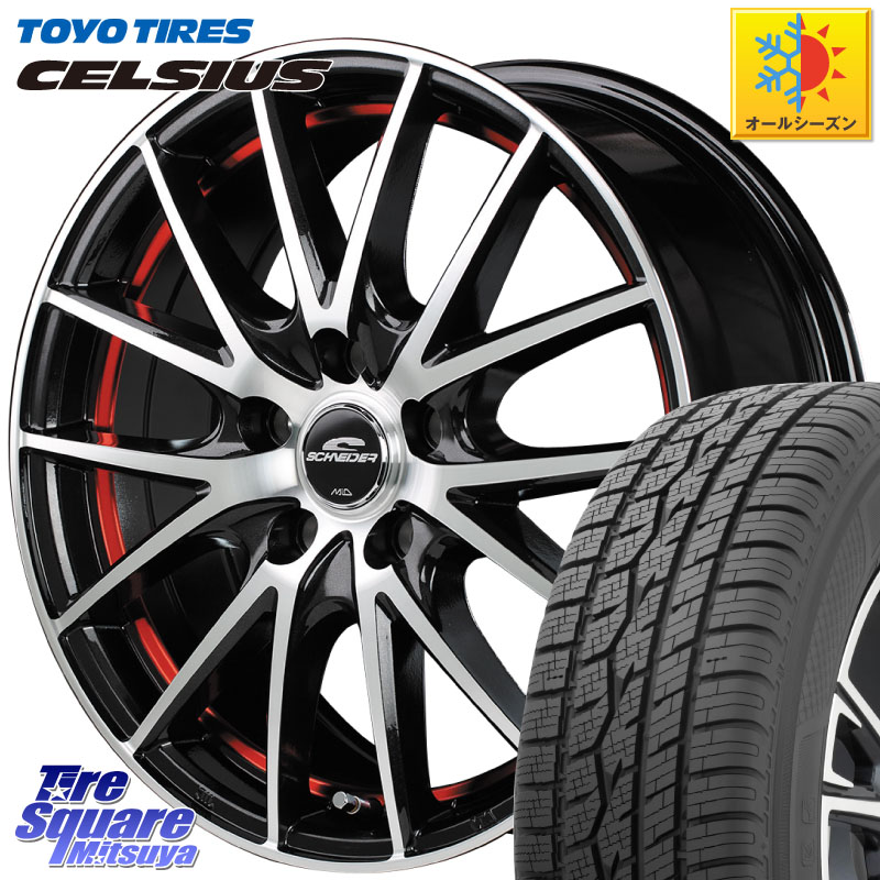 TOYOTIRES トーヨー タイヤ CELSIUS オールシーズンタイヤ 215/60R17 MANARAY MID SCHNEIDER シュナイダー RX27 RX-27 ホイール 4本 17インチ 17 X 7.0J +48 5穴 114.3 C-HR 50系エスティマ 10系カローラクロス E52エルグランド ZR-V RV系ヴェゼル RC系オデッセイ後期 C