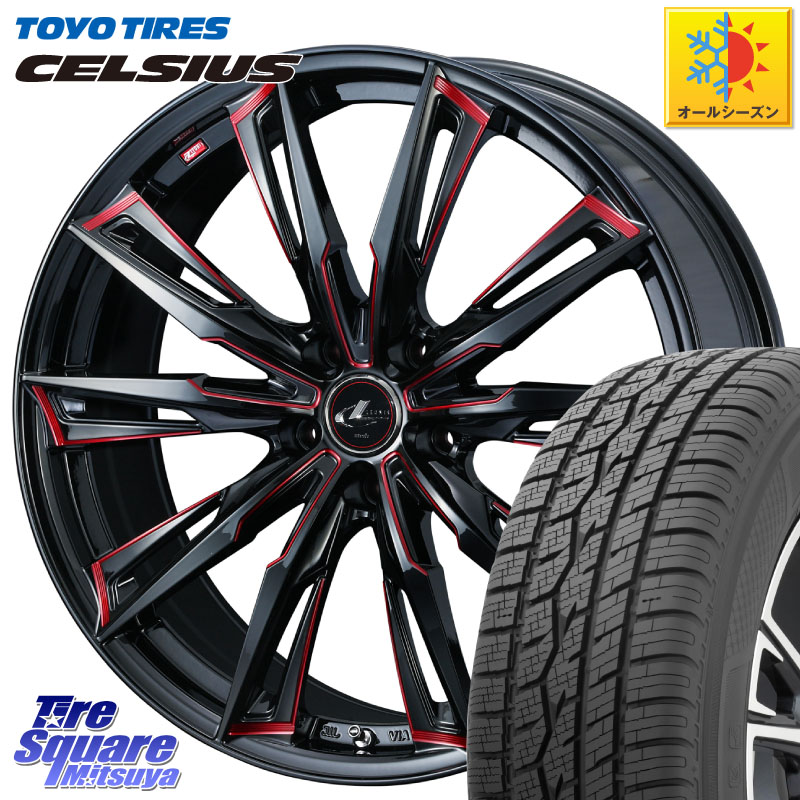 TOYOTIRES トーヨー タイヤ CELSIUS オールシーズンタイヤ 225/60R17WEDS LEONIS レオニス GX RED ウェッズ ホイール 17インチ 17X6.5J 52 5穴 114.3 E52エルグランド｜タイヤスクエアミツヤ
