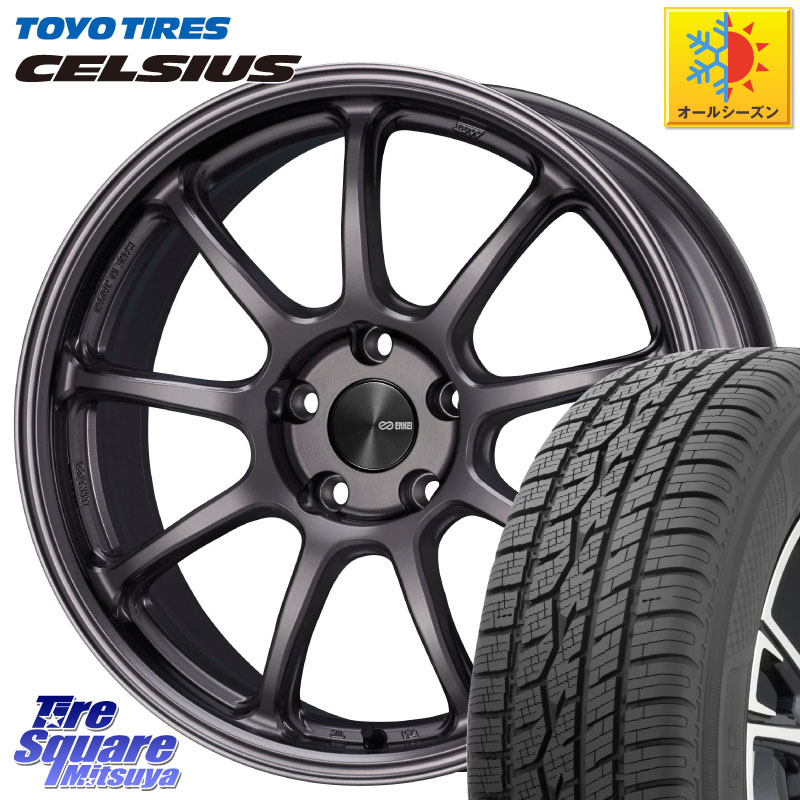 TOYOTIRES トーヨー タイヤ CELSIUS オールシーズンタイヤ 225/55R18ENKEI PerformanceLine PF09 ホイール 18インチ 18X8.0J 45 5穴 100 レガシー レガシィ アウトバック｜タイヤスクエアミツヤ