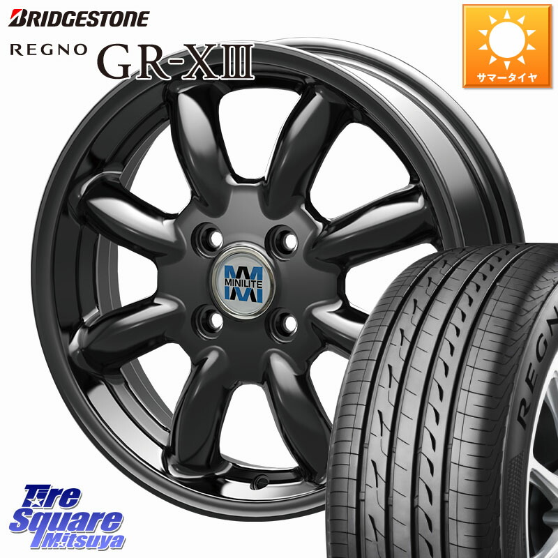 KOSEI MINILITE ブラック ホイール 15インチ ミニライト 15 X 5.0J +40 4穴 100 ブリヂストン REGNO GR-X3 在庫● 2025~2026年製 GRX3 GR-XIII レグノ サマータイヤ 185/60R15 アクア 130系ヴィッツ