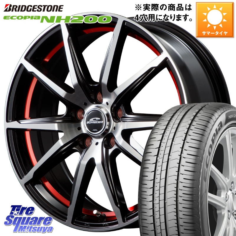 MANARAY MID SCHNEIDER シュナイダー RX02 RED 15インチ 15 X 5.5J +43 4穴 100 ブリヂストン ECOPIA NH200 エコピア サマータイヤ 195/65R15 E13オーラ