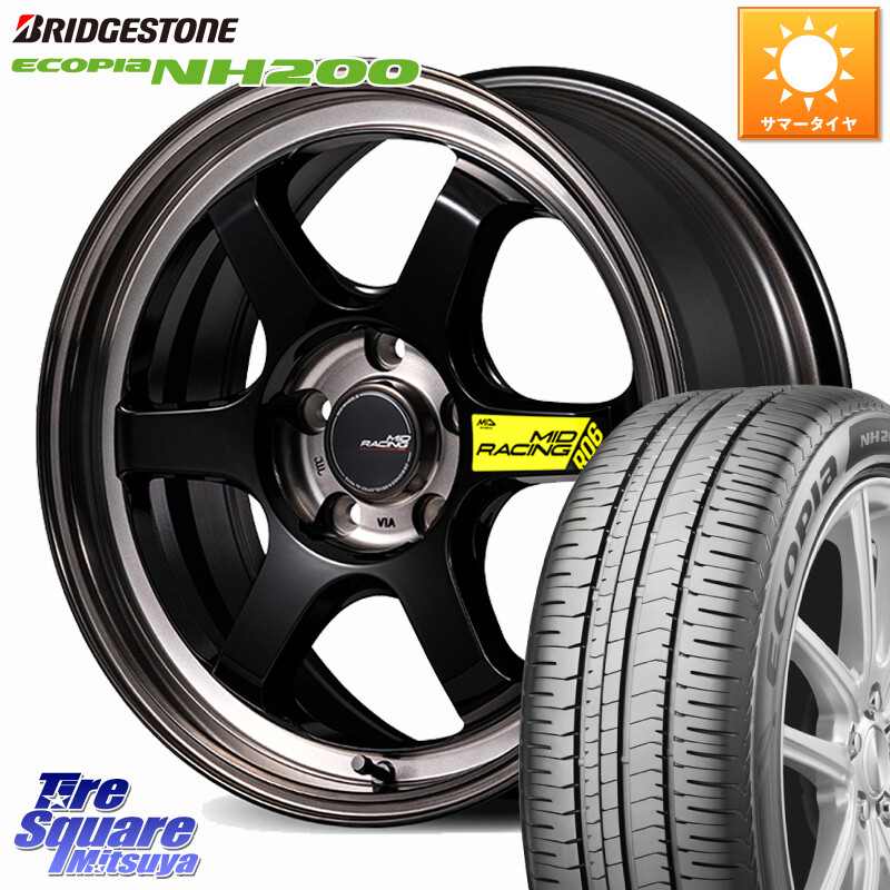 ブリヂストン ECOPIA NH200 エコピア サマータイヤ 215/45R17MANARAY MID RACING R06 ホイール 17インチ 17X7.5J 40 5穴 100 210/A10系カローラ カローラスポーツ 50系プリウス BRZ/86ローダウン車 BRZ GR 86 ハチロク 86 ハチロク|タイヤスクエアミツヤ