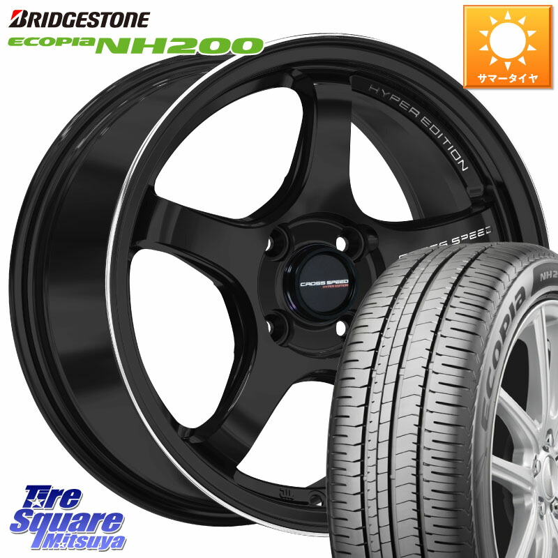 HotStuff クロススピード CR5 CR-5 軽量 BK ホイール 15インチ 15 X 5.5J +43 4穴 100 ブリヂストン ECOPIA NH200 エコピア サマータイヤ 195/65R15 E13オーラ