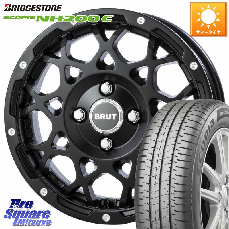 BRUT ブルート BR-55 BR55 ミルドサティンブラック 14インチ 14 X 5.0J +35 4穴 100 ブリヂストン ECOPIA NH200C エコピア サマータイヤ 165/70R14