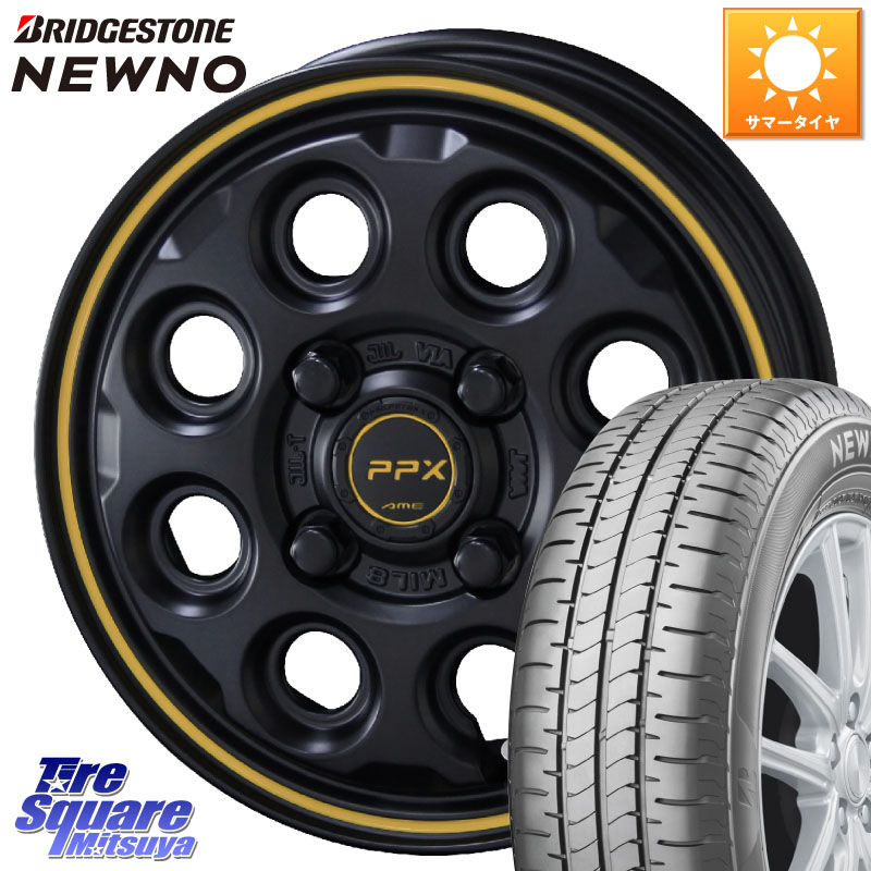 ブリヂストン NEWNO 在庫● 2025~2026年製 ニューノサマータイヤ 165/60R14KYOHO PPX MIL:8 ホイール 14インチ ミルエイト 14X4.5J 45 4穴 100 トッポBJ エブリイ ワゴン|タイヤスクエアミツヤ