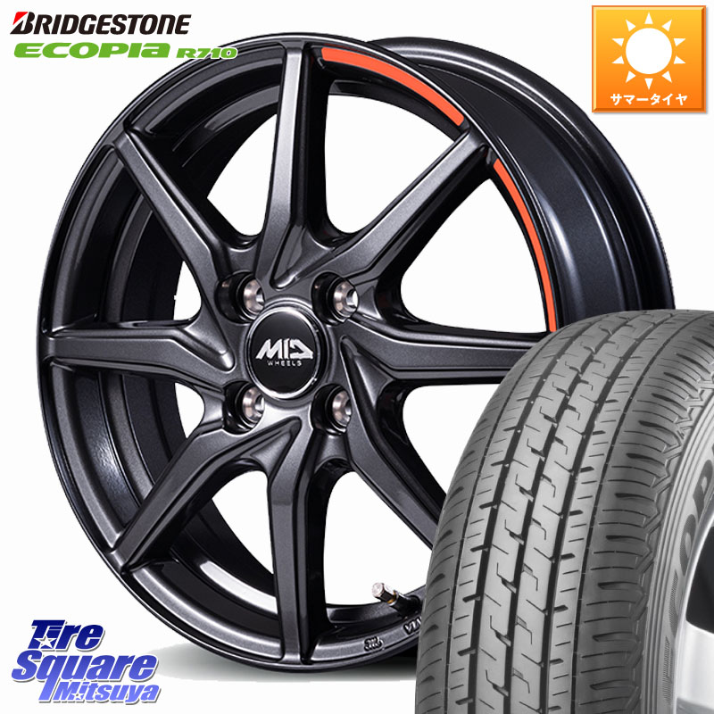ブリヂストン ECOPIA R710 サマータイヤ 155/80R14 88*86MANARAY MID RX810 ACTIVE BLACK ホイール 14インチ 14X4.5J 45 4穴 100 ハイゼットアゲトラCustom車用※軽自動車専用ホイール※|タイヤスクエアミツヤ
